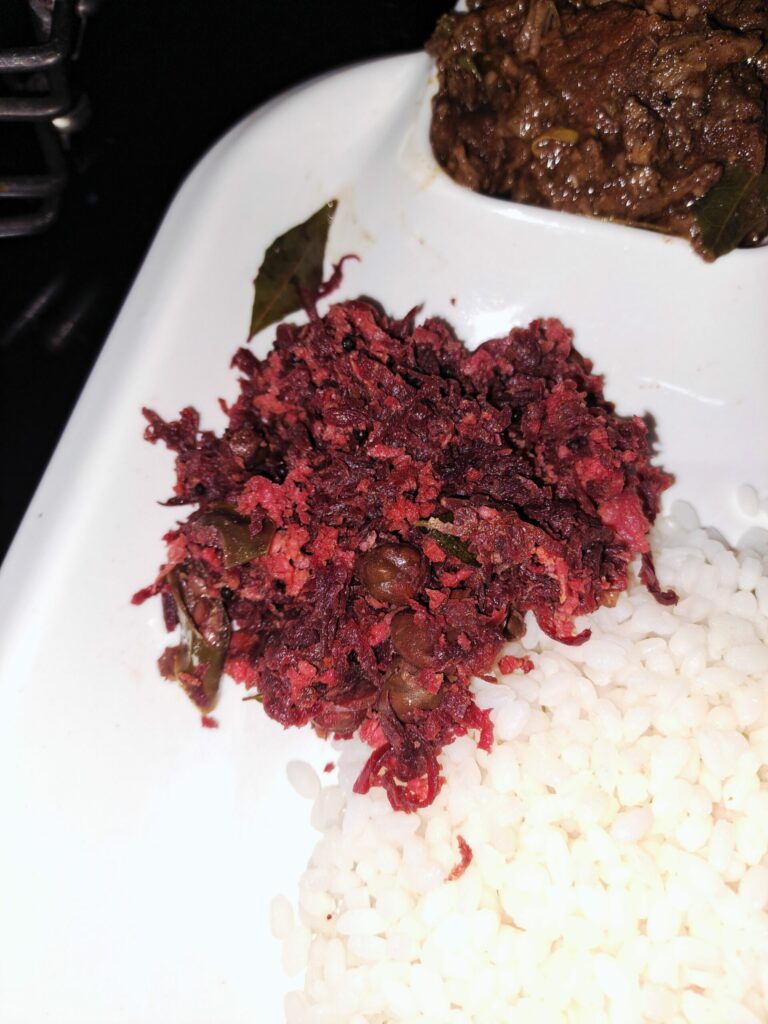 Beetroot Kadala Thoran | Beetroot and Black Chickpeas Stir Fry