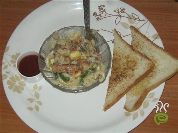 Mushroom Paneer Bread Pasta In Garlic White Sauce