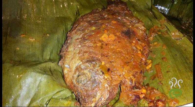 Mustard And Coconut Fish In Banana Leaf