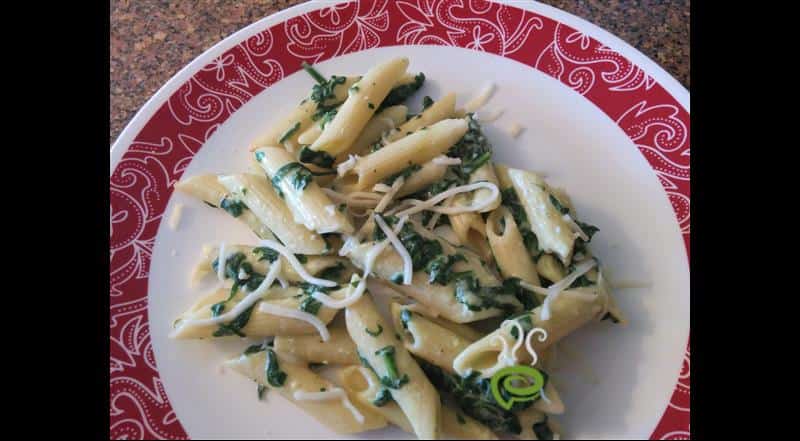 Pasta In White Sauce With Spinach